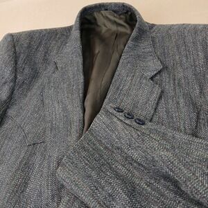 Vintage Circle S 46R Mens Blazer Sport Coat Silk Wool Gray 22x30 ** Fits 44R **